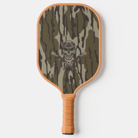 Bottomland Camo  Classic geweer en schedel Pickleball Paddle (Achterkant)