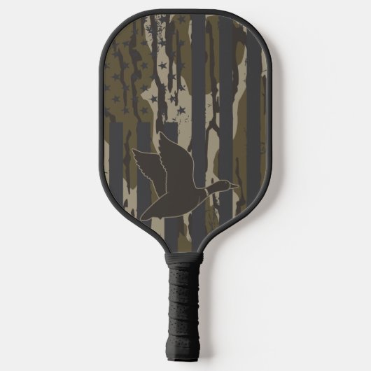 Bottomland Camo Duck Jagen op Amerikaanse vlag Pickleball Paddle (Achterkant)