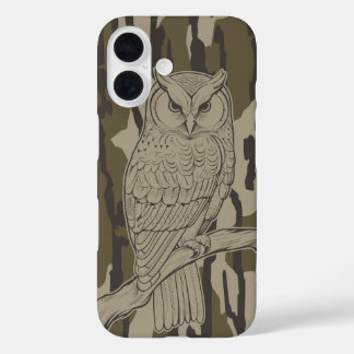 Bottomland Camo Owl op Branch iPhone 16 Hoesje