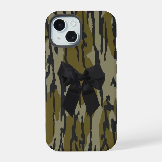 Bottomland Camo Schattige Bow Ribbon voor Vrouwen  iPhone 15 Case (Achterkant)