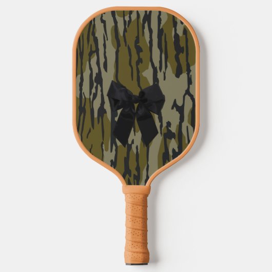 Bottomland Camo Schattige Bow Ribbon voor Vrouwen  Pickleball Paddle (Voorkant)