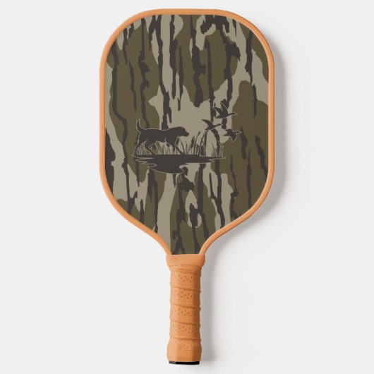 Bottomland Camo Skin Hond en Eenden Pickleball Paddle (Achterkant)