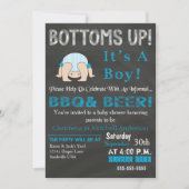 Bottoms Up BBQ Baby shower Invitation (blauw) Kaart (Voorkant)