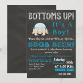 Bottoms Up BBQ Baby shower Invitation (blauw) Kaart (Voorkant / Achterkant)