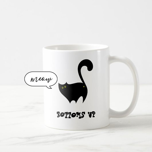 Bottoms Up Black Cat Schattige Funny Kat Cartoon Koffiemok