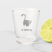 Bottoms Up Black Cat Schattige Funny Kat Cartoon Shot Glas (Achterkant)