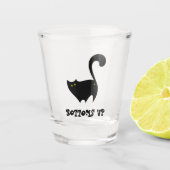 Bottoms Up Black Cat Schattige Funny Kat Cartoon Shot Glas (Voorkant)