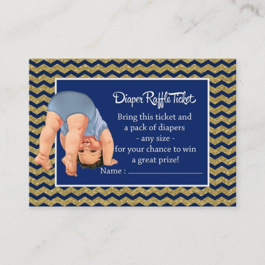 Bottoms Up Boy Luier Raffle Ticket Informatiekaartje (Voorkant)