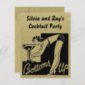 Bottoms up Cocktail Party Personalized Uitnodiging Briefkaart (Voorkant / Achterkant)