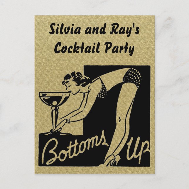 Bottoms up Cocktail Party Personalized Uitnodiging Briefkaart (Voorkant)