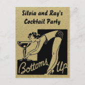 Bottoms up Cocktail Party Personalized Uitnodiging Briefkaart (Voorkant)