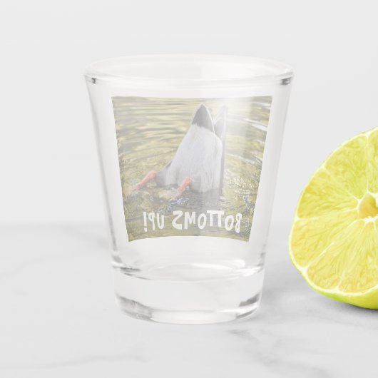 Bottoms Up Dunking Duck Photo Shot Glas (Achterkant)