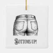 Bottoms Up! Funny White Elephant Gift Christmas Keramisch Ornament (Achterkant)