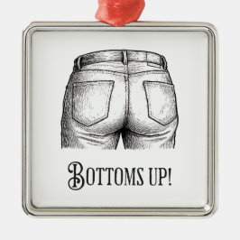 Bottoms Up! Funny White Elephant Gift Christmas Metalen Ornament