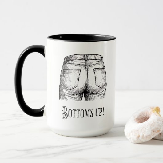 Bottoms Up! Funny White Elephant Gift Christmas Mok (Met donut)