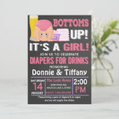 Bottoms Up Luiers voor Drinken Het is een meisje Kaart (Staand voorkant)