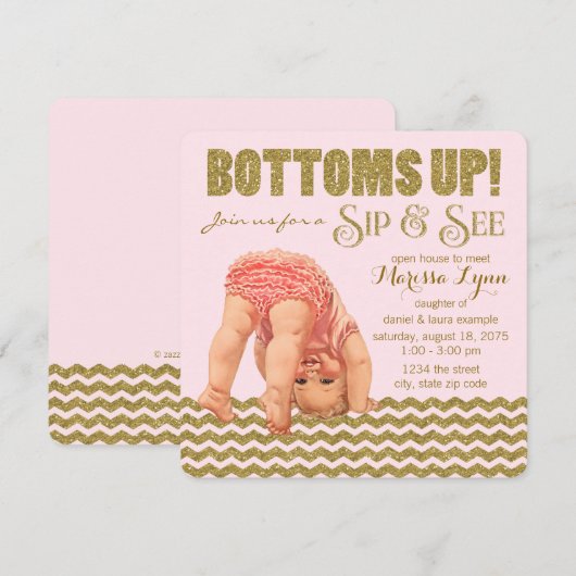 Bottoms Up Meisjes Sip en See Kaart (Voorkant / Achterkant)