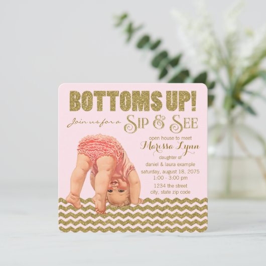 Bottoms Up Meisjes Sip en See Kaart (Staand voorkant)