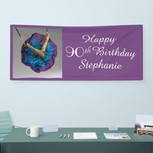 Bottoms UP Paars and Grey 90th Birthday Party Spandoek (Beurs)