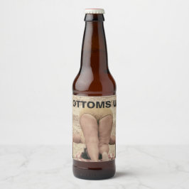 Bottoms Up Retro Bikini Bottom Beach Humor Bier Etiket