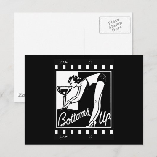 Bottoms Up Retro Lady Drink Huge Martini Briefkaart (Voorkant / Achterkant)