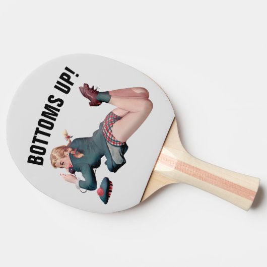 BOTTOMS UP RETROGIRL PONG PADDLE TAFELTENNISBATJE (Zijkant)