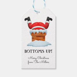 Bottoms up Santa Holiday Beverage Cadeaulabel