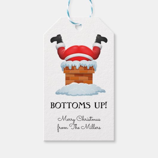 Bottoms up Santa Holiday Beverage Cadeaulabel (Voorkant)