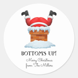 Bottoms up Santa Holiday Beverage Ronde Sticker