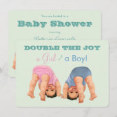 Bottoms Up Twin Baby shower Kaart (Voorkant / Achterkant)