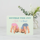 Bottoms Up Twin Baby shower Kaart (Staand voorkant)
