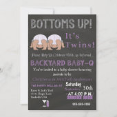 Bottoms Up Twins Baby-Q Baby shower Uitnodiging (Voorkant)