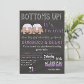 Bottoms Up Twins Baby shower Kaart (Staand voorkant)