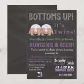 Bottoms Up Twins Baby shower Kaart (Voorkant / Achterkant)
