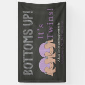 Bottoms Up Twins Baby Shower Personalized Banner (Verticaal)