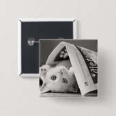 Botton Cat Vierkante Button 5,1 Cm (Voorkant /achterkant)