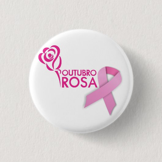 Botton Outubro Rosa Ronde Button 3,2 Cm (Voorkant)