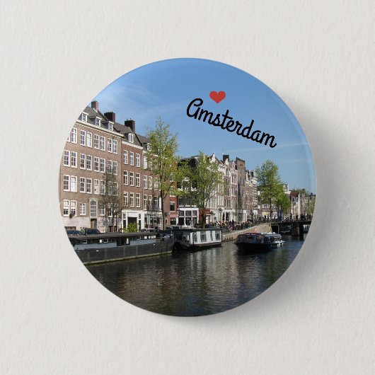 Botton / Pin ~ Amsterdam, Netherlands Ronde Button 5,7 Cm (Voorkant)