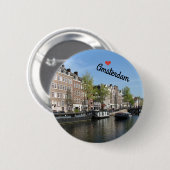 Botton / Pin ~ Amsterdam, Netherlands Ronde Button 5,7 Cm (Voorkant /achterkant)