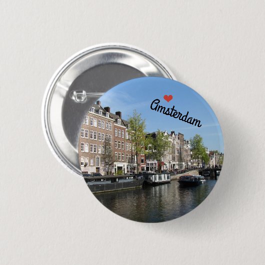 Botton / Pin ~ Amsterdam, Netherlands Ronde Button 5,7 Cm (Voorkant /achterkant)
