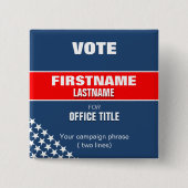 botton quadrado eleição com estrelas vierkante button 5,1 cm (Voorkant)