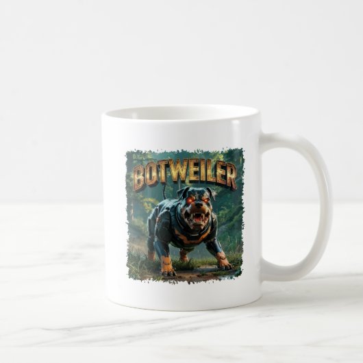 Botweiler Illustratie – Grappige Robot Rottweiler Koffiemok (Rechts)