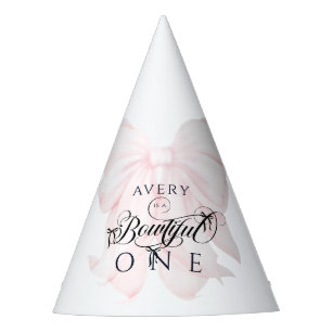 Botwiful One 1st Birthday Pink Bow Girls Feesthoedjes