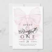 Botwiful One 1st Birthday Pink Bow Girls Kaart (Voorkant)