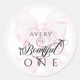 Botwiful One 1st Birthday Pink Bow Girls Ronde Sticker