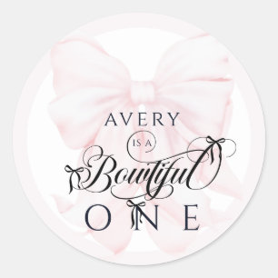 Botwiful One 1st Birthday Pink Bow Girls Ronde Sticker