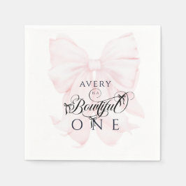 Botwiful One 1st Birthday Pink Bow Girls Servet
