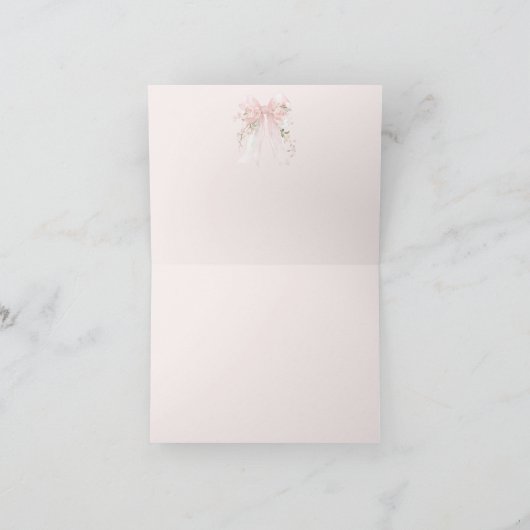 Botwiful One Foto 1e Verjaardag Bloemen Bow Meisje Bedankkaart (Binnen)