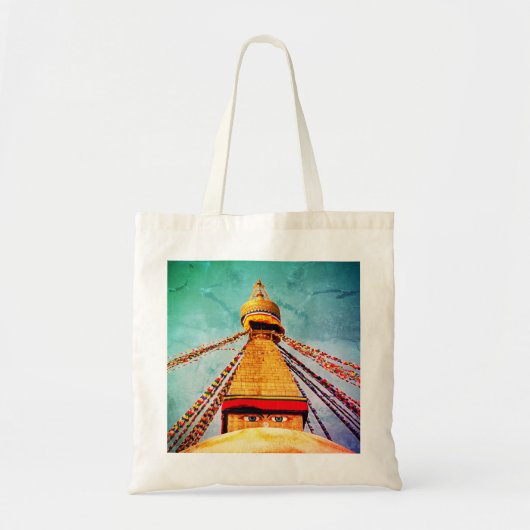 Boudhanath Stupa, Boeddha, Himalaya, Nepal Tote Bag (Voorkant)