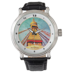 Boudhanath Stupa, Buddha Eyes, Himalaya, Nepal Horloge